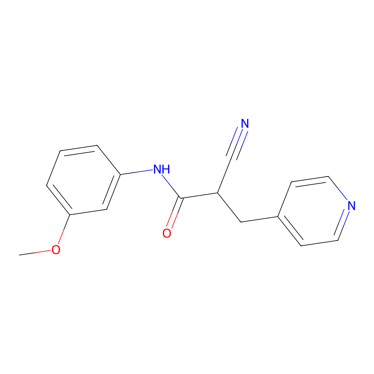 2-cyano-N-(3-methoxyphenyl)-3-(pyridin-4-yl)propanamide molecular structure, CAS 483359-55-3