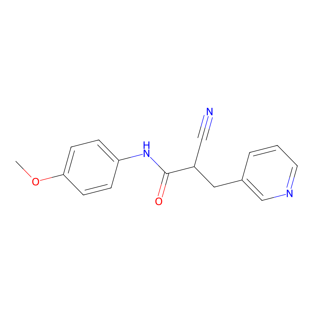 2-cyano-N-(4-methoxyphenyl)-3-(pyridin-3-yl)propanamide molecular structure, CAS 483359-57-5