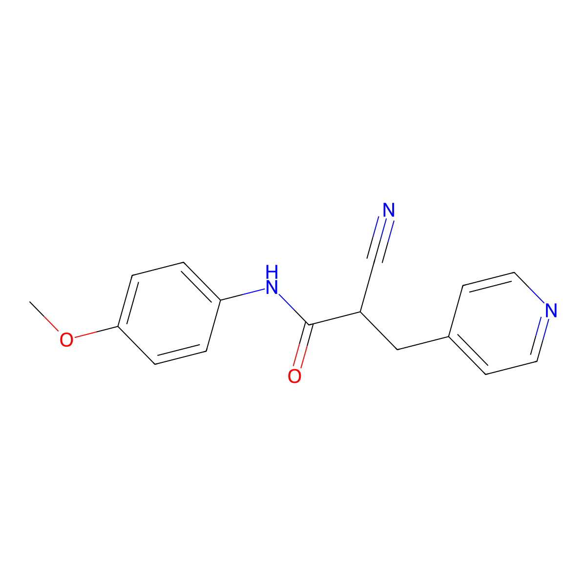 2-cyano-N-(4-methoxyphenyl)-3-pyridin-4-ylpropanamide molecular structure, CAS 483359-58-6