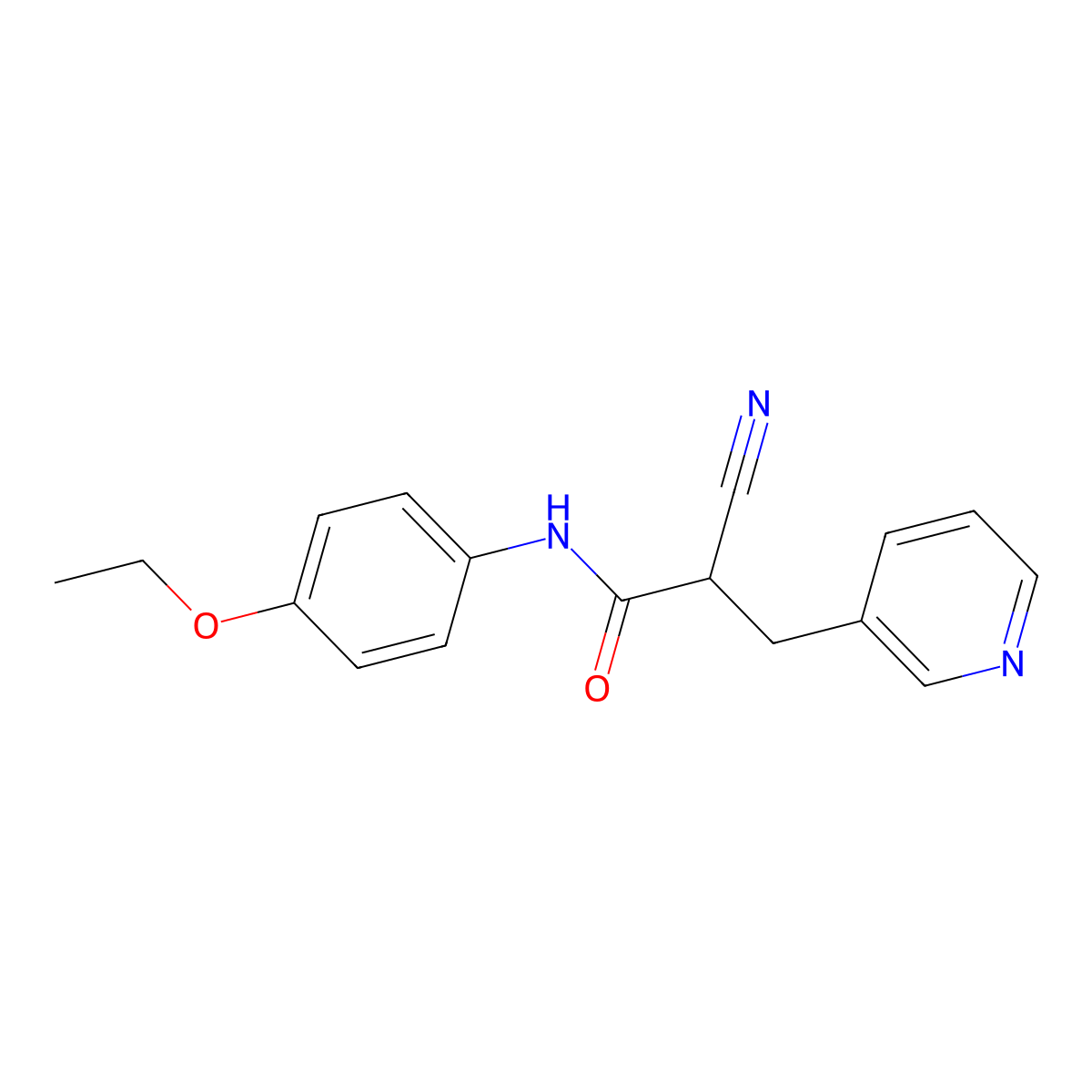 2-cyano-N-(4-ethoxyphenyl)-3-pyridin-3-ylpropanamide molecular structure, CAS 483359-60-0