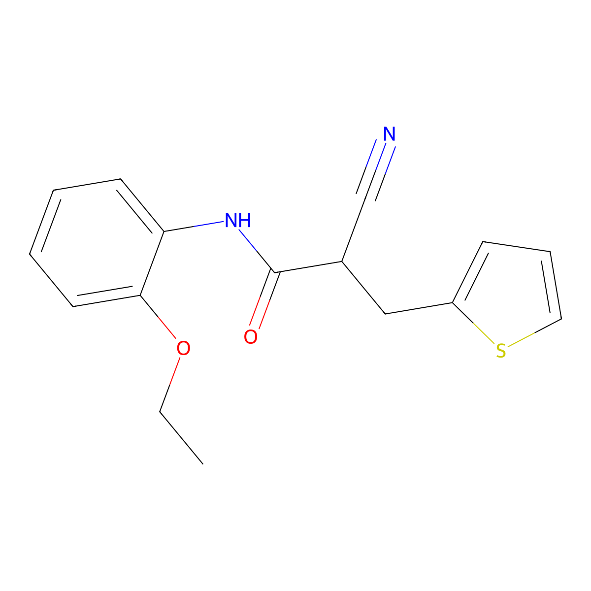 2-cyano-N-(2-ethoxyphenyl)-3-(thiophen-2-yl)propanamide molecular structure, CAS 483359-68-8