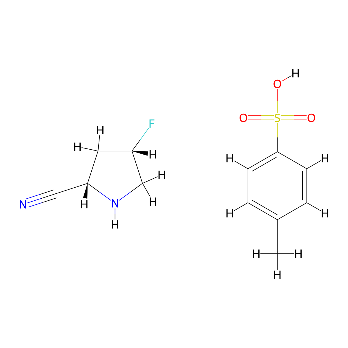 (2S,4S)-4-Fluoropyrrolidine-2-carbonitrile 4-methylbenzenesulfonate molecular structure, CAS 483366-11-6