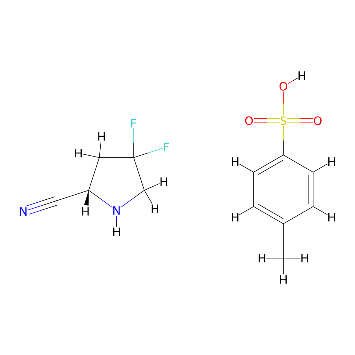 (2S)-4,4-difluoropyrrolidine-2-carbonitrile;4-methylbenzenesulfonic acid molecular structure, CAS 483366-16-1