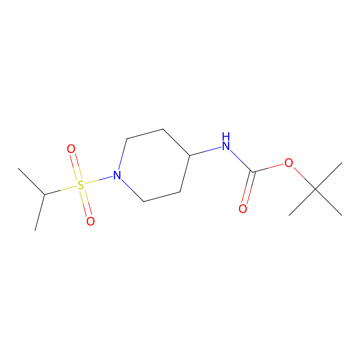tert-Butyl 1-(isopropylsulfonyl)piperidin-4-ylcarbamate molecular structure, CAS 483366-18-3