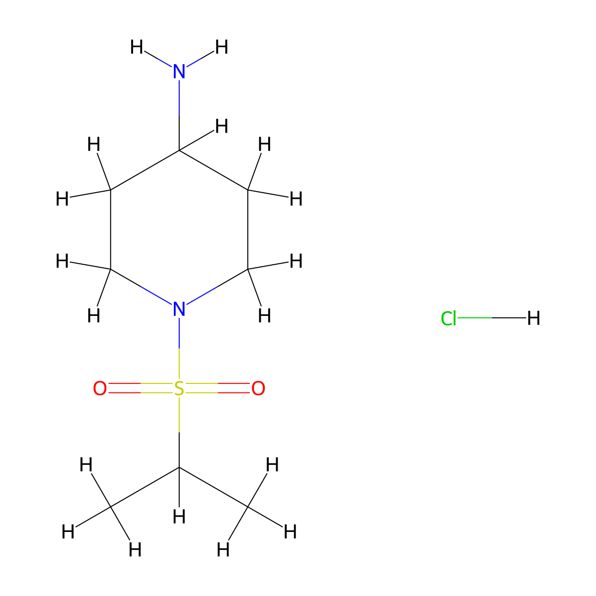 1-(Propane-2-sulfonyl)piperidin-4-amine hydrochloride molecular structure, CAS 483366-19-4