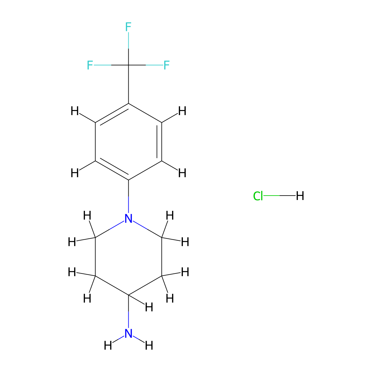 1-(4-(Trifluoromethyl)phenyl)piperidin-4-amine hydrochloride molecular structure, CAS 483366-72-9