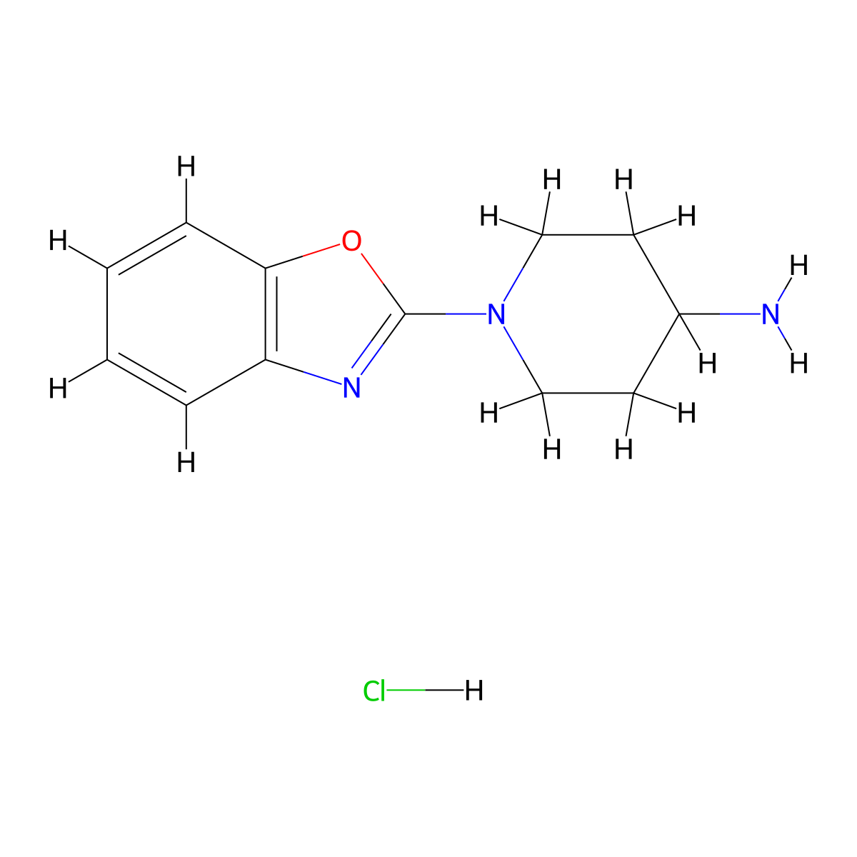 1-(Benzo[d]oxazol-2-yl)piperidin-4-amine hydrochloride molecular structure, CAS 483366-73-0