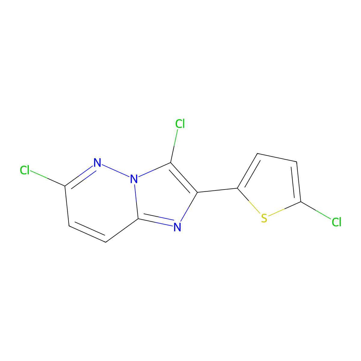 3,6-Dichloro-2-(5-chloro-2-thienyl)imidazo[1,2-b]pyridazine molecular structure, CAS 483367-55-1