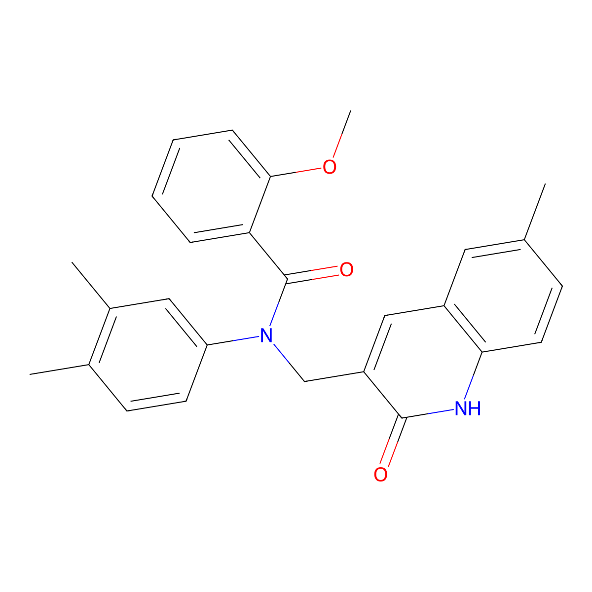 N-(3,4-dimethylphenyl)-2-methoxy-N-[(6-methyl-2-oxo-1H-quinolin-3-yl)methyl]benzamide molecular structure, CAS 4834-68-8