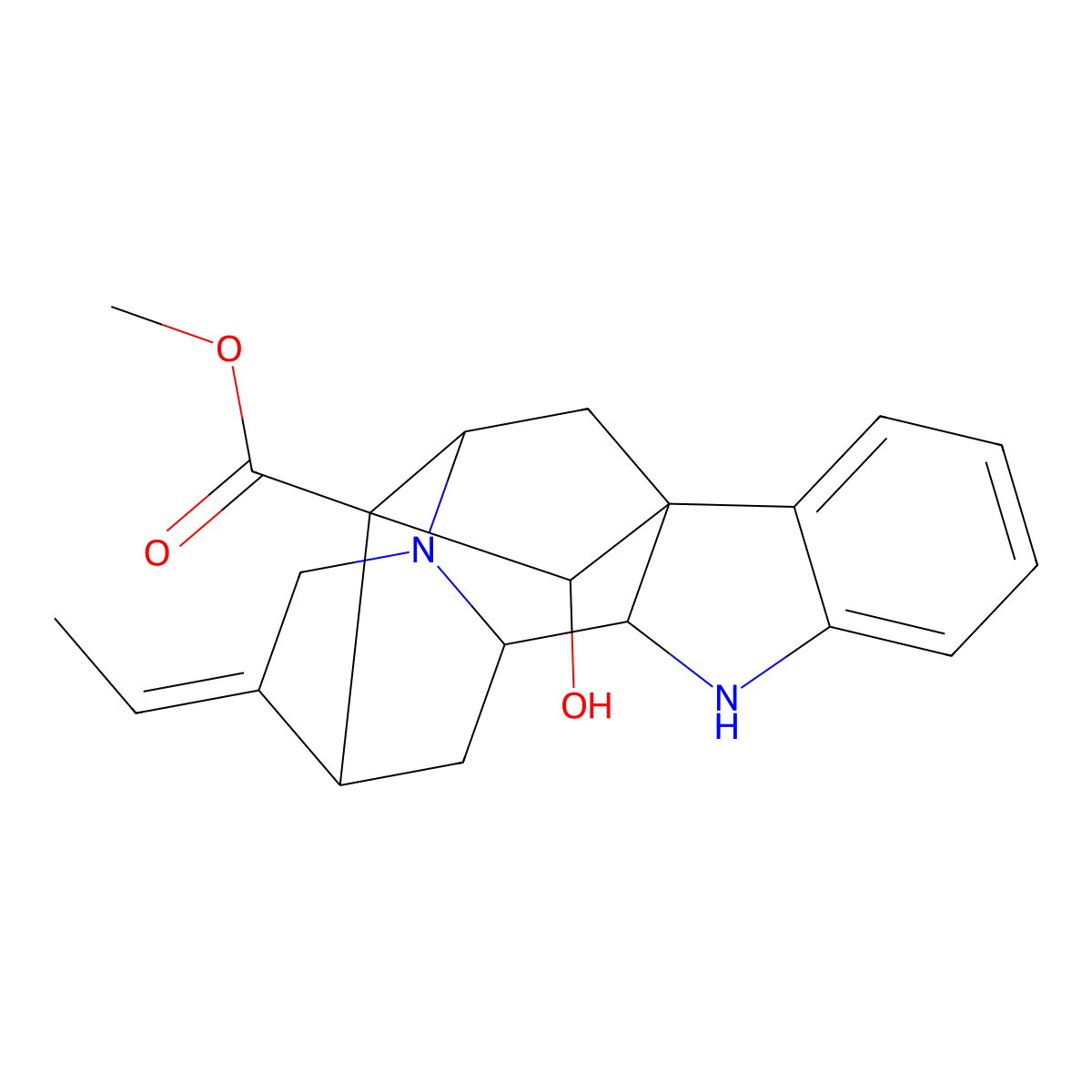 (2alpha,17S,19E)-19,20-Didehydro-1-demethyl-17-hydroxyajmalan-16-carboxylic acid methyl ester molecular structure, CAS 4835-69-2