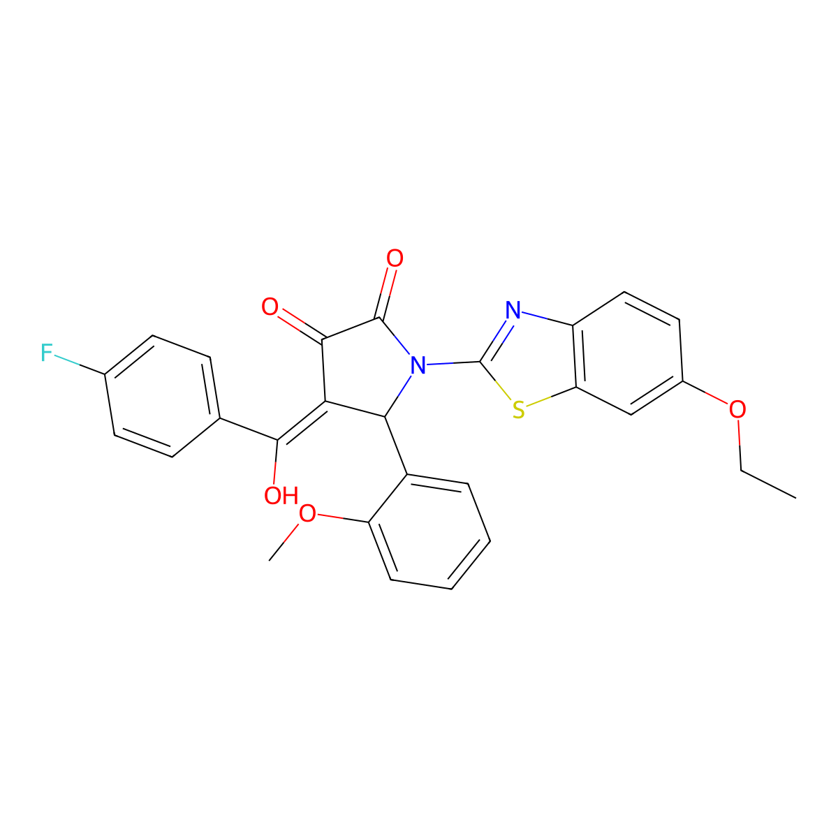 1-(6-Ethoxy-1,3-benzothiazol-2-yl)-4-[(4-fluorophenyl)(hydroxy)methylidene]-5-(2-methoxyphenyl)pyrrolidine-2,3-dione molecular structure, CAS 4835-85-2