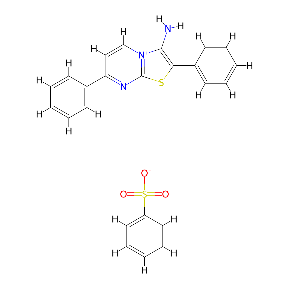 3-Amino-2,7-diphenylthiazolo[3,2-a]pyrimidin-4-ium benzenesulfonate molecular structure, CAS 483966-84-3