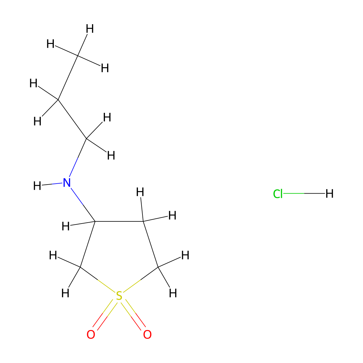 N-(1,1-dioxidotetrahydrothien-3-yl)-N-propylamine hydrochloride molecular structure, CAS 483967-52-8