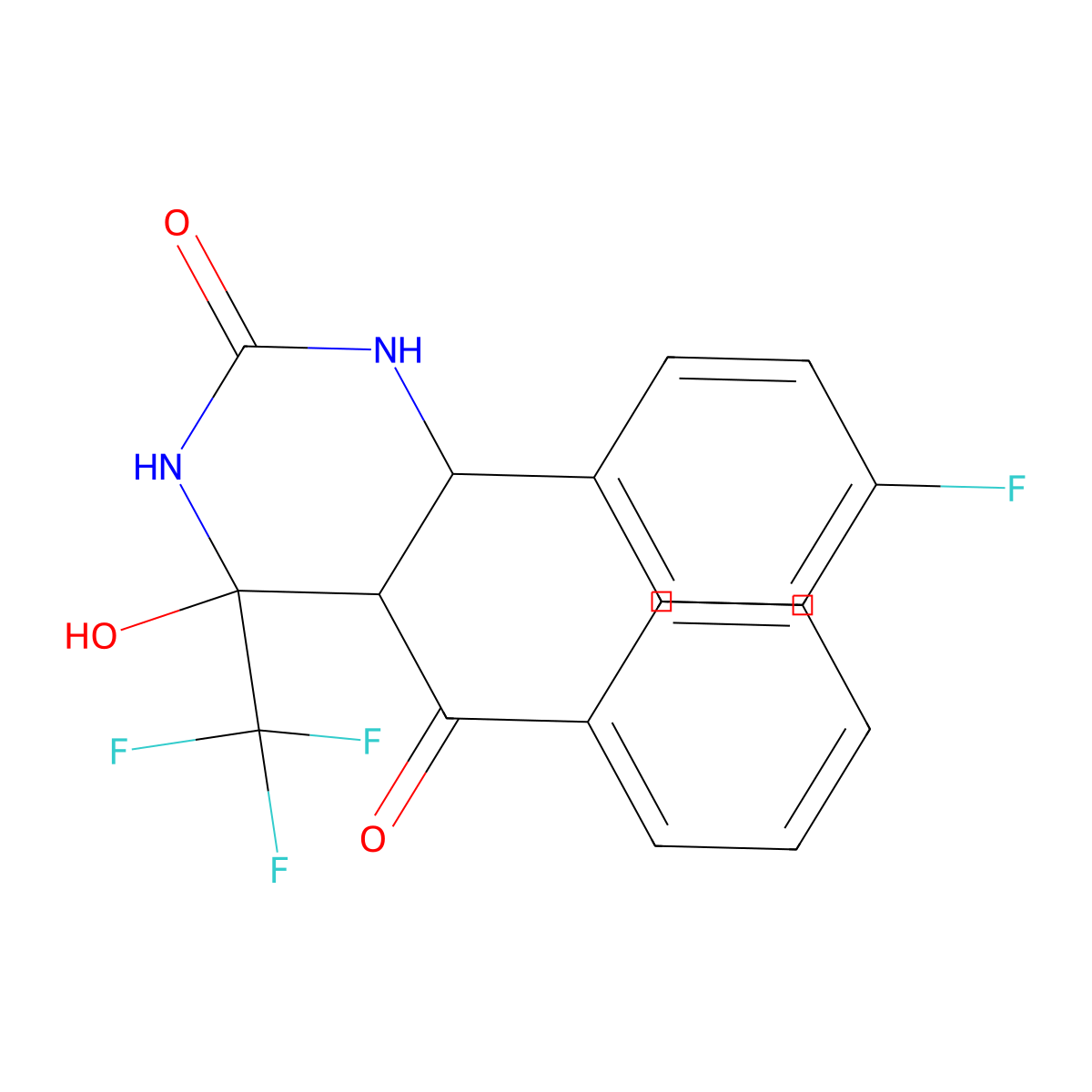 5-benzoyl-6-(4-fluorophenyl)-4-hydroxy-4-(trifluoromethyl)tetrahydropyrimidin-2(1H)-one molecular structure, CAS 483967-88-0