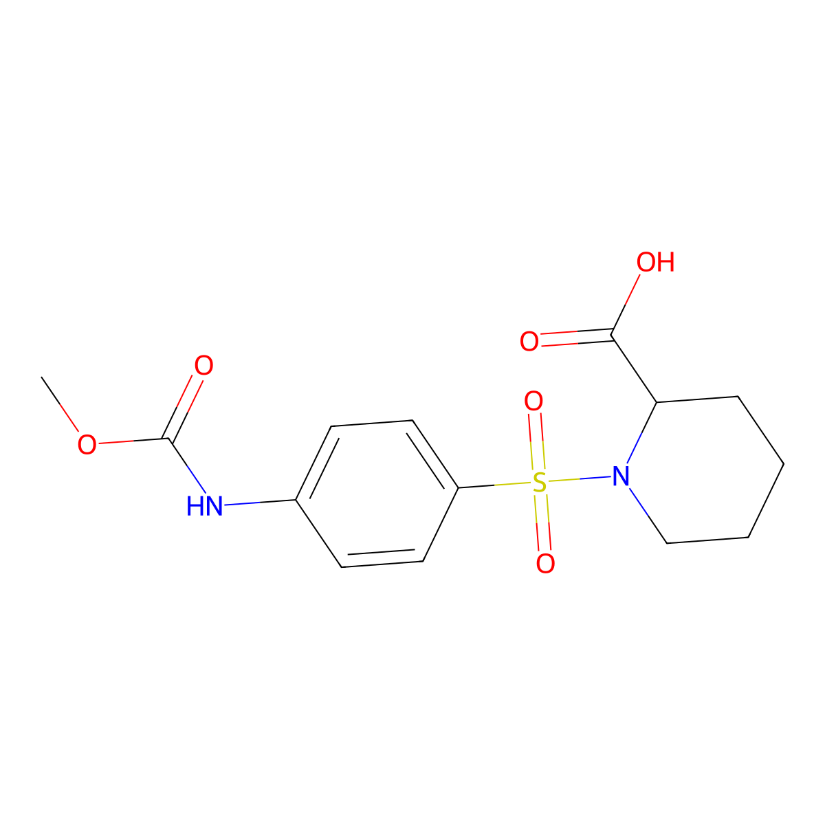 1-({4-[(Methoxycarbonyl)amino]phenyl}sulfonyl)piperidine-2-carboxylic acid molecular structure, CAS 483967-96-0
