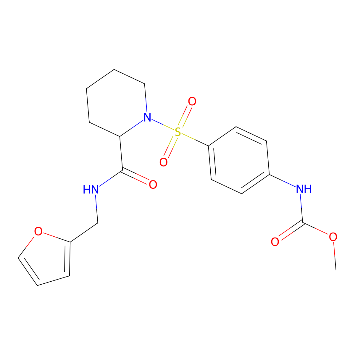 Carbamic acid, [4-[[2-[[(2-furanylmethyl)amino]carbonyl]-1-piperidinyl]sulfonyl]phenyl]-, methyl ester molecular structure, CAS 483967-97-1