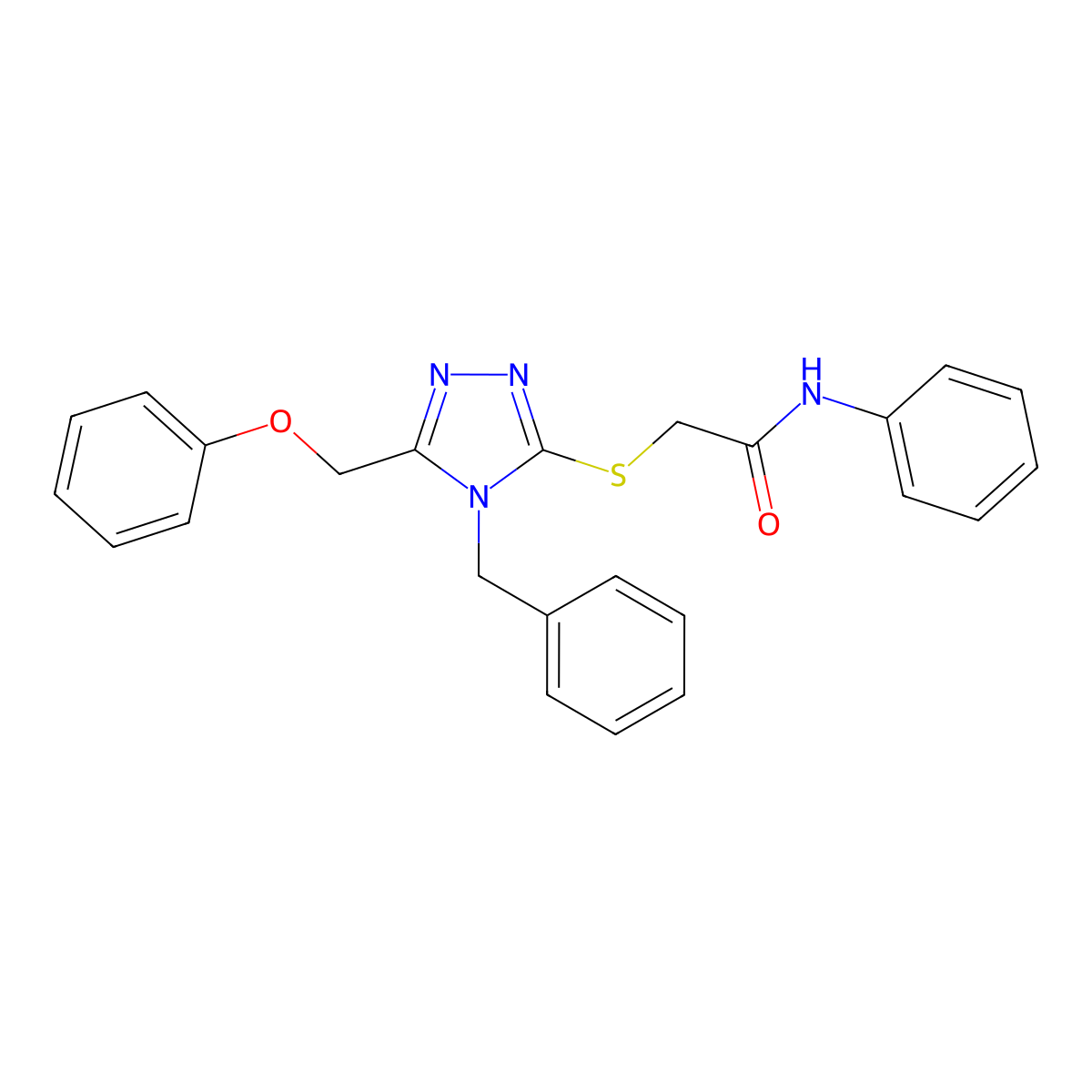 2-((4-Benzyl-5-(phenoxymethyl)-4H-1,2,4-triazol-3-YL)thio)-N-phenylacetamide molecular structure, CAS 483968-65-6