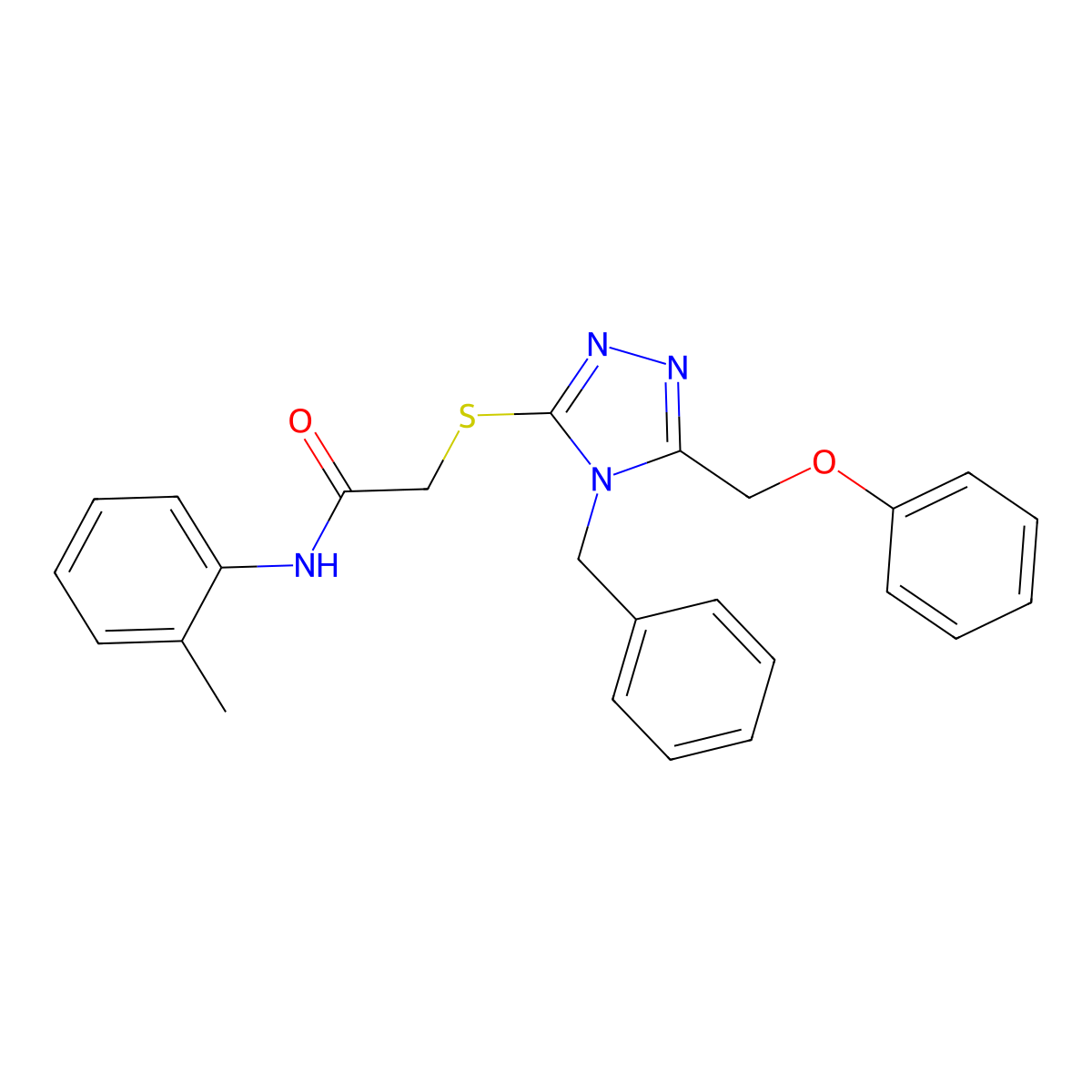 2-{[4-Benzyl-5-(phenoxymethyl)-4H-1,2,4-triazol-3-YL]sulfanyl}-N-(2-methylphenyl)acetamide molecular structure, CAS 483969-13-7
