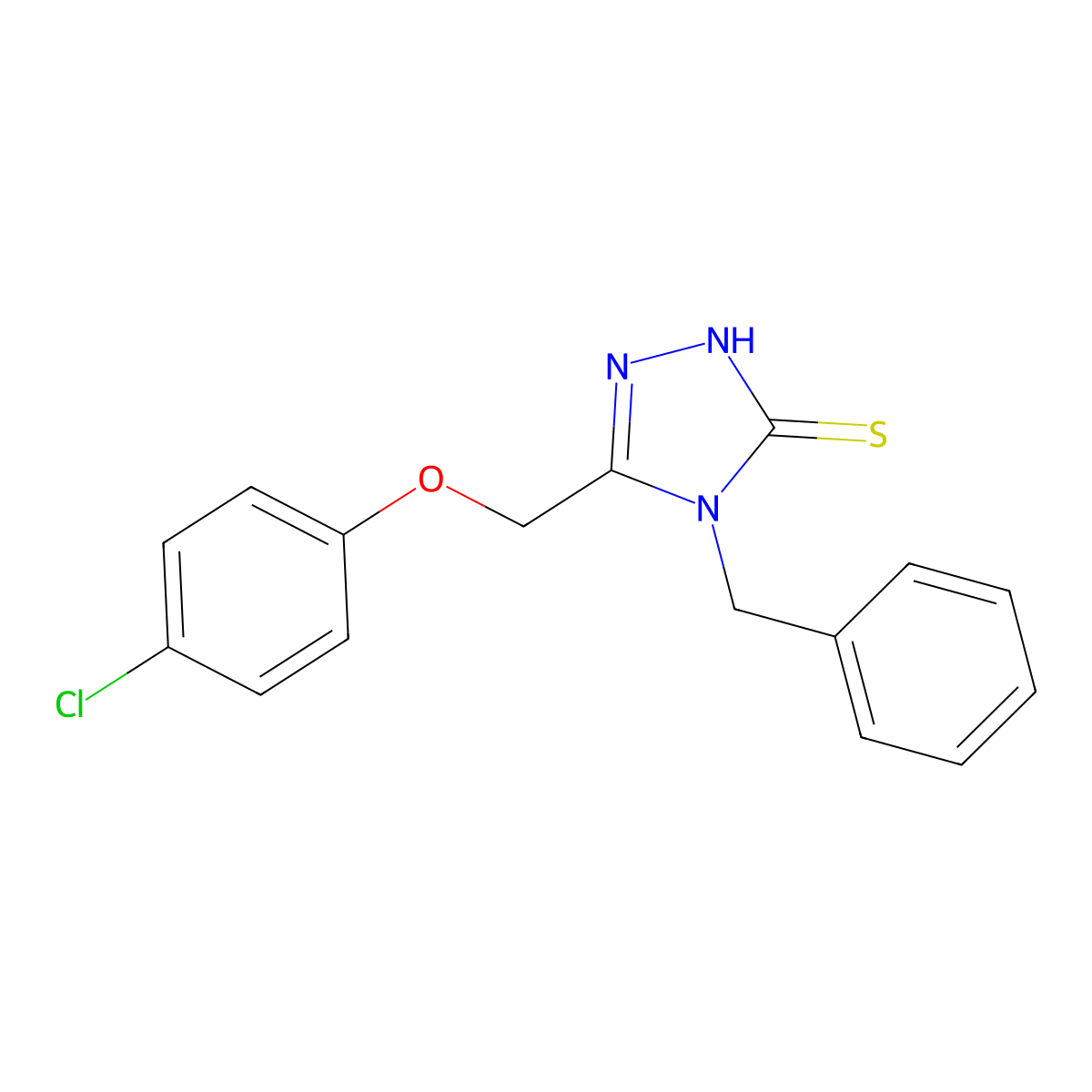 4-benzyl-5-(4-chlorophenoxymethyl)-4H-1,2,4-triazole-3-thiol molecular structure, CAS 483970-22-5