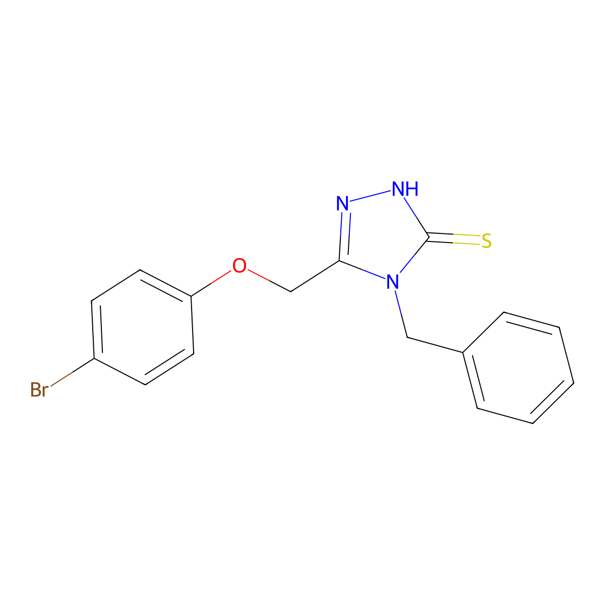 4-Benzyl-5-((4-bromophenoxy)methyl)-2,4-dihydro-3H-1,2,4-triazole-3-thione molecular structure, CAS 483970-23-6