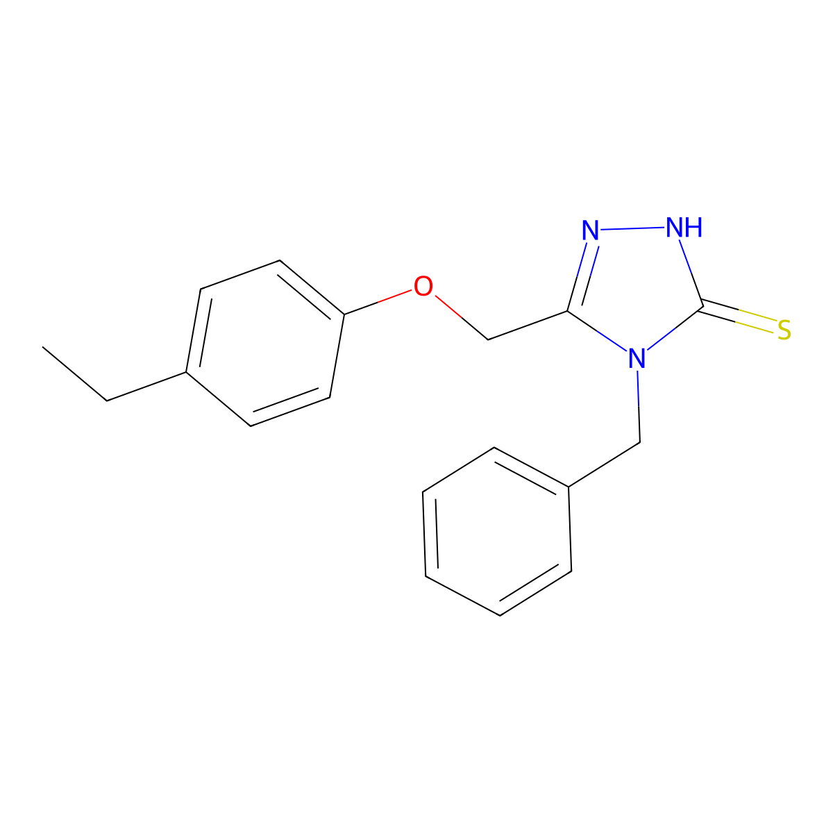 4-benzyl-5-(4-ethylphenoxymethyl)-4H-1,2,4-triazole-3-thiol molecular structure, CAS 483970-24-7