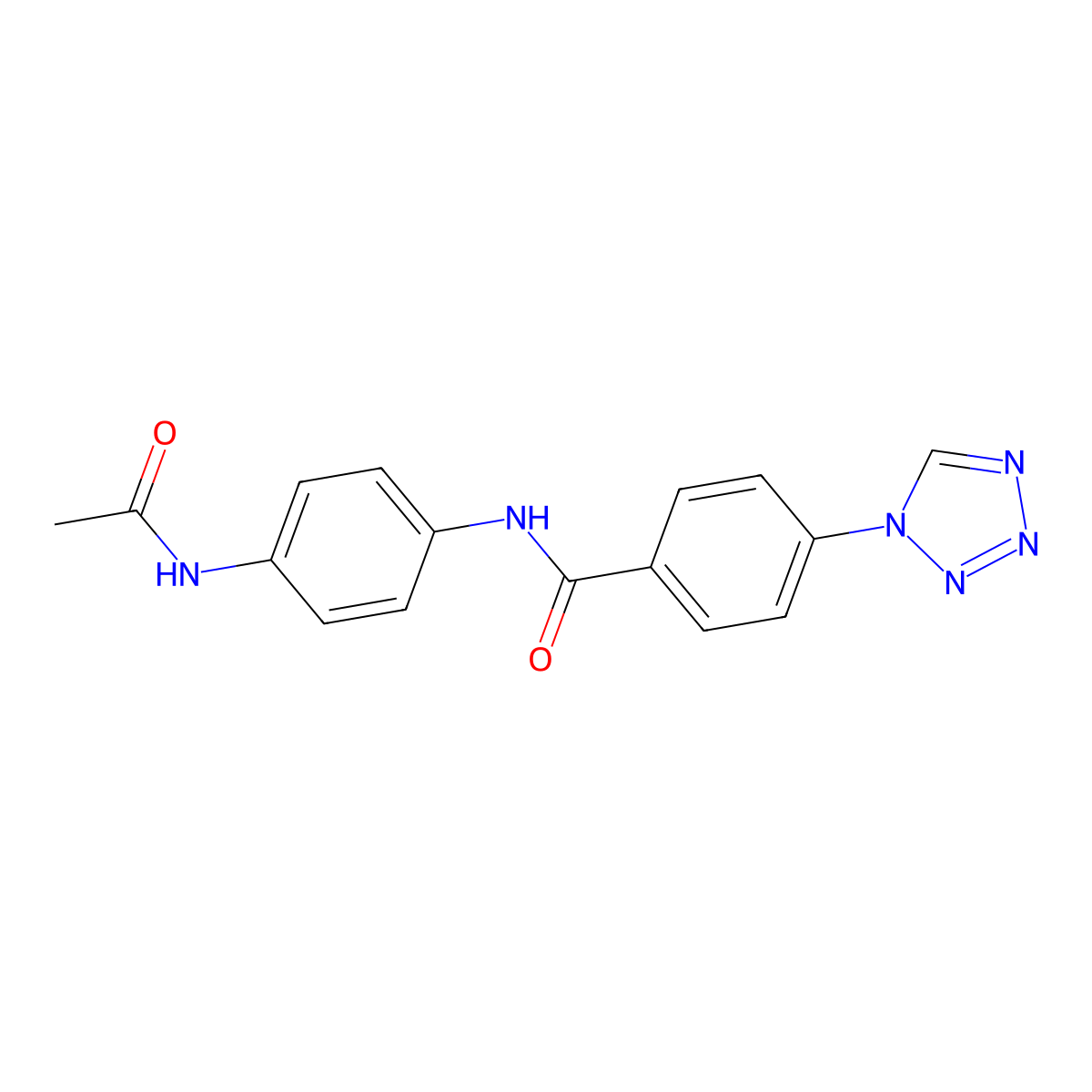 N-(4-acetamidophenyl)-4-(tetrazol-1-yl)benzamide molecular structure, CAS 483976-57-4