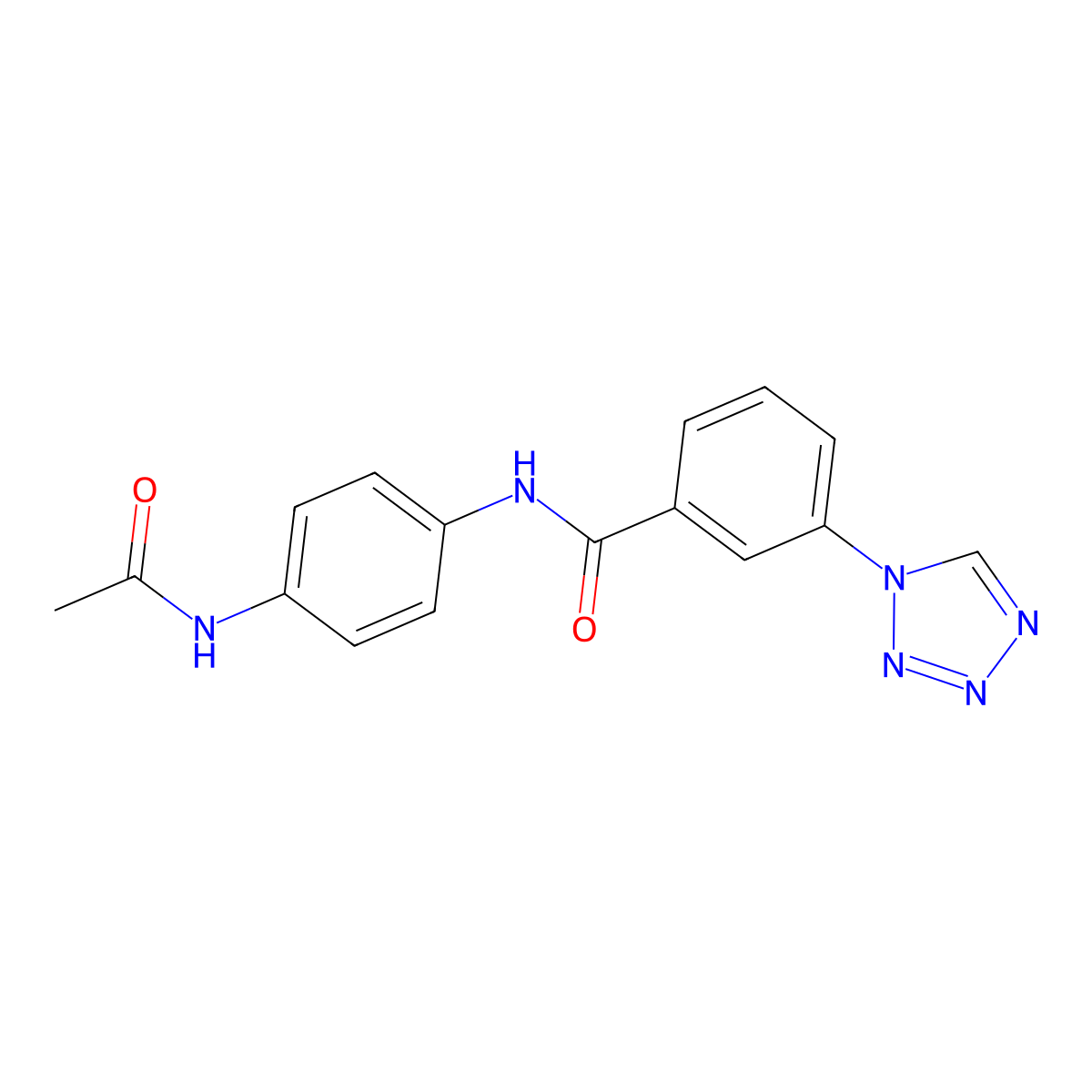 N-[4-(acetylamino)phenyl]-3-(1H-tetrazol-1-yl)benzamide molecular structure, CAS 483976-58-5