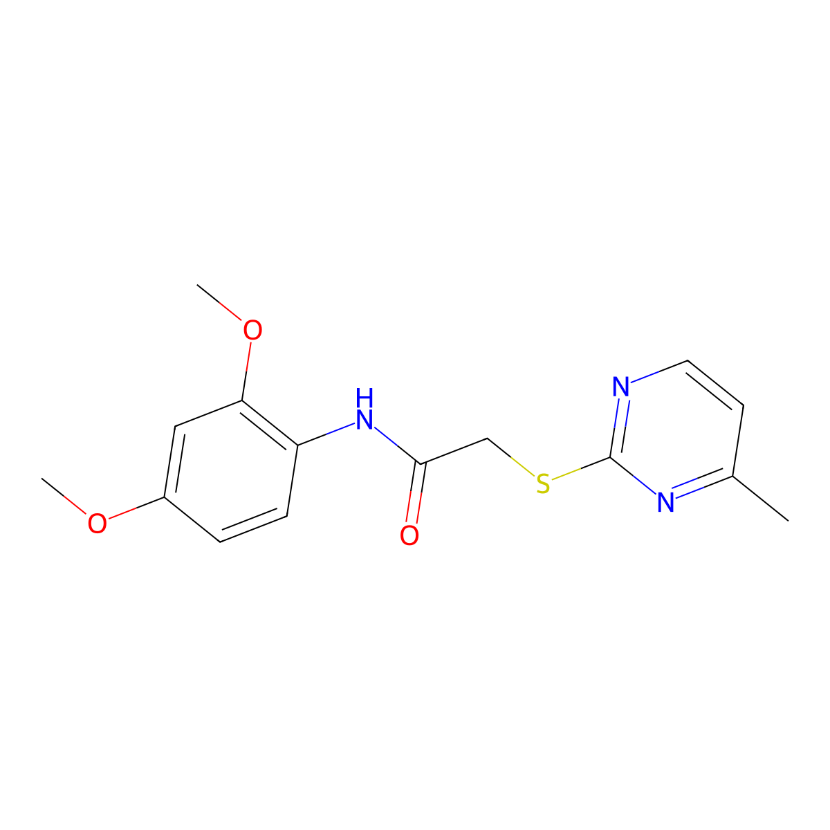N-(2,4-dimethoxyphenyl)-2-(4-methylpyrimidin-2-yl)sulfanylacetamide molecular structure, CAS 483977-63-5