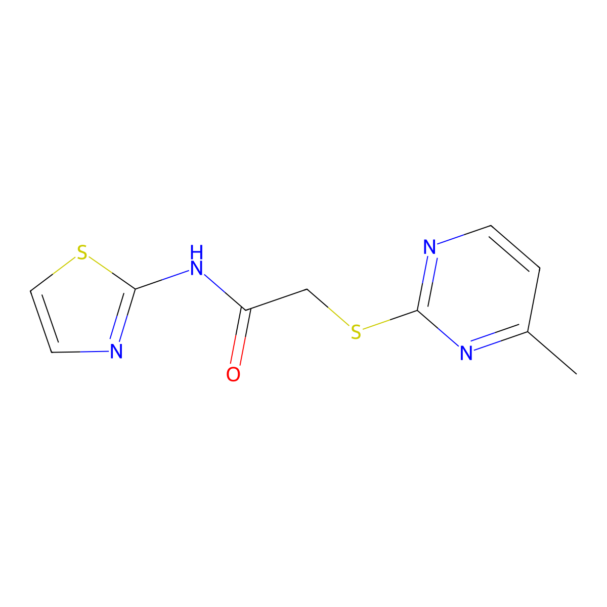 2-(4-methylpyrimidin-2-yl)sulfanyl-N-(1,3-thiazol-2-yl)acetamide molecular structure, CAS 483977-86-2