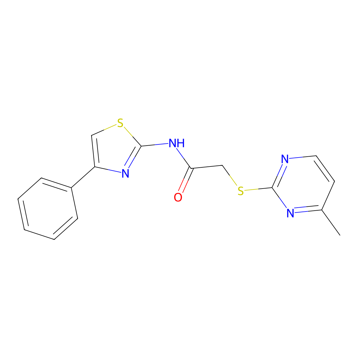 2-[(4-methylpyrimidin-2-yl)sulfanyl]-N-(4-phenyl-1,3-thiazol-2-yl)acetamide molecular structure, CAS 483977-96-4