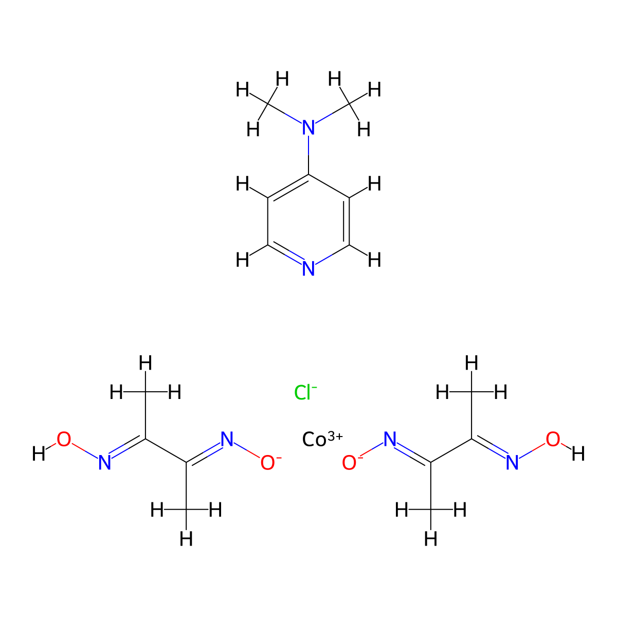 Chlorobis(dimethylglyoximato)(4-(dimethylamino)pyridine)cobalt(III) molecular structure, CAS 483979-48-2
