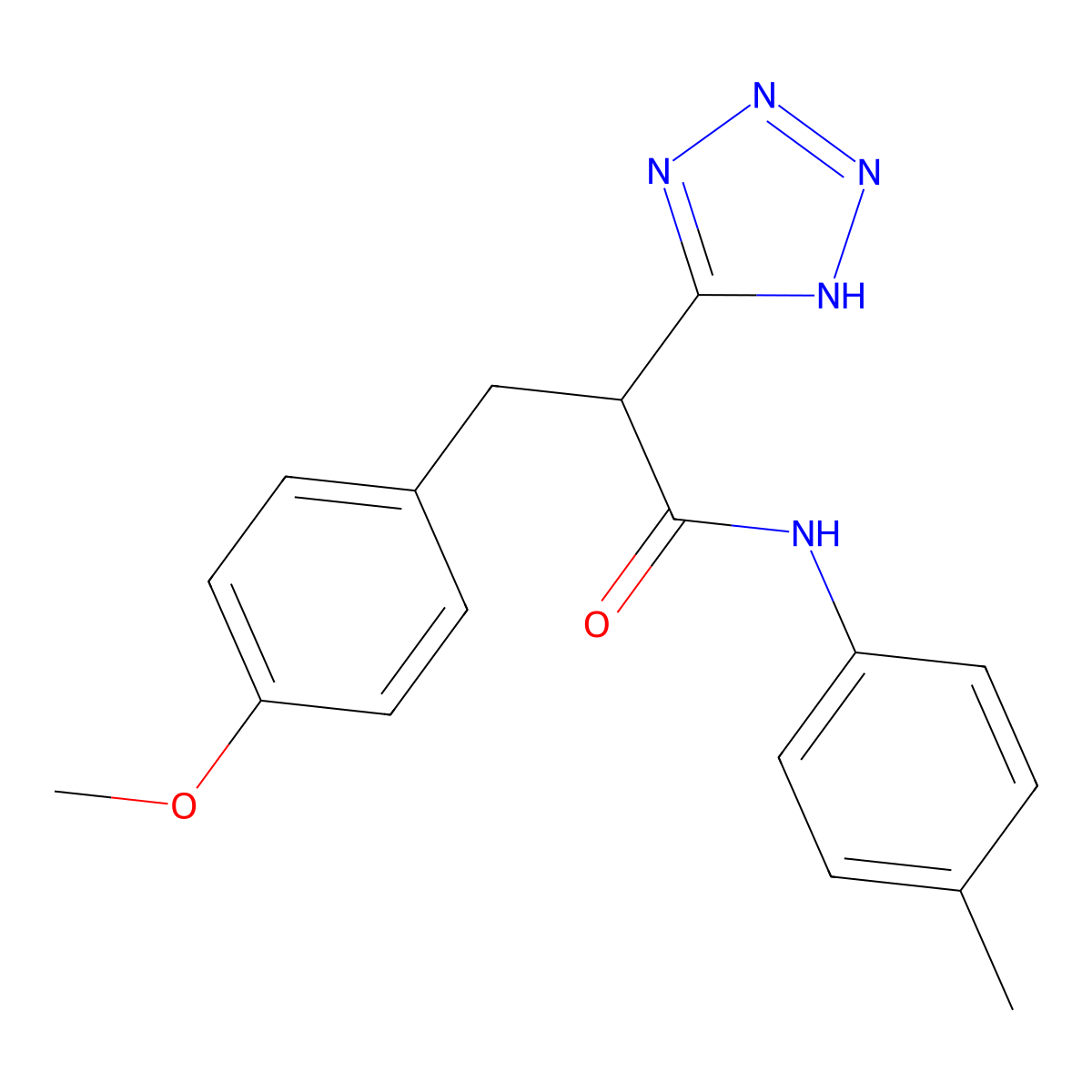 3-(4-methoxyphenyl)-N-(4-methylphenyl)-2-(2H-tetrazol-5-yl)propanamide molecular structure, CAS 483993-01-7