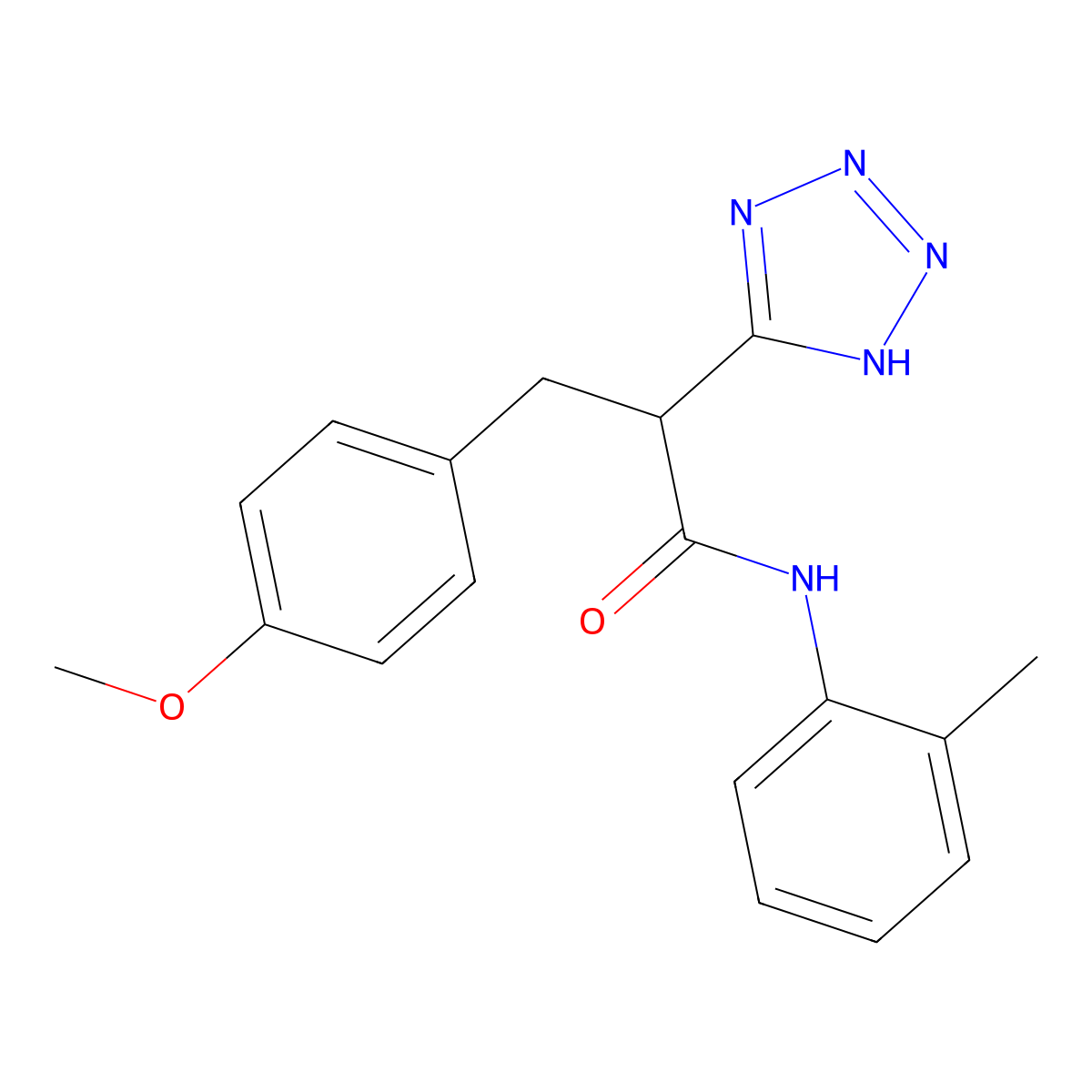3-(4-methoxyphenyl)-N-(2-methylphenyl)-2-(2H-tetrazol-5-yl)propanamide molecular structure, CAS 483993-03-9