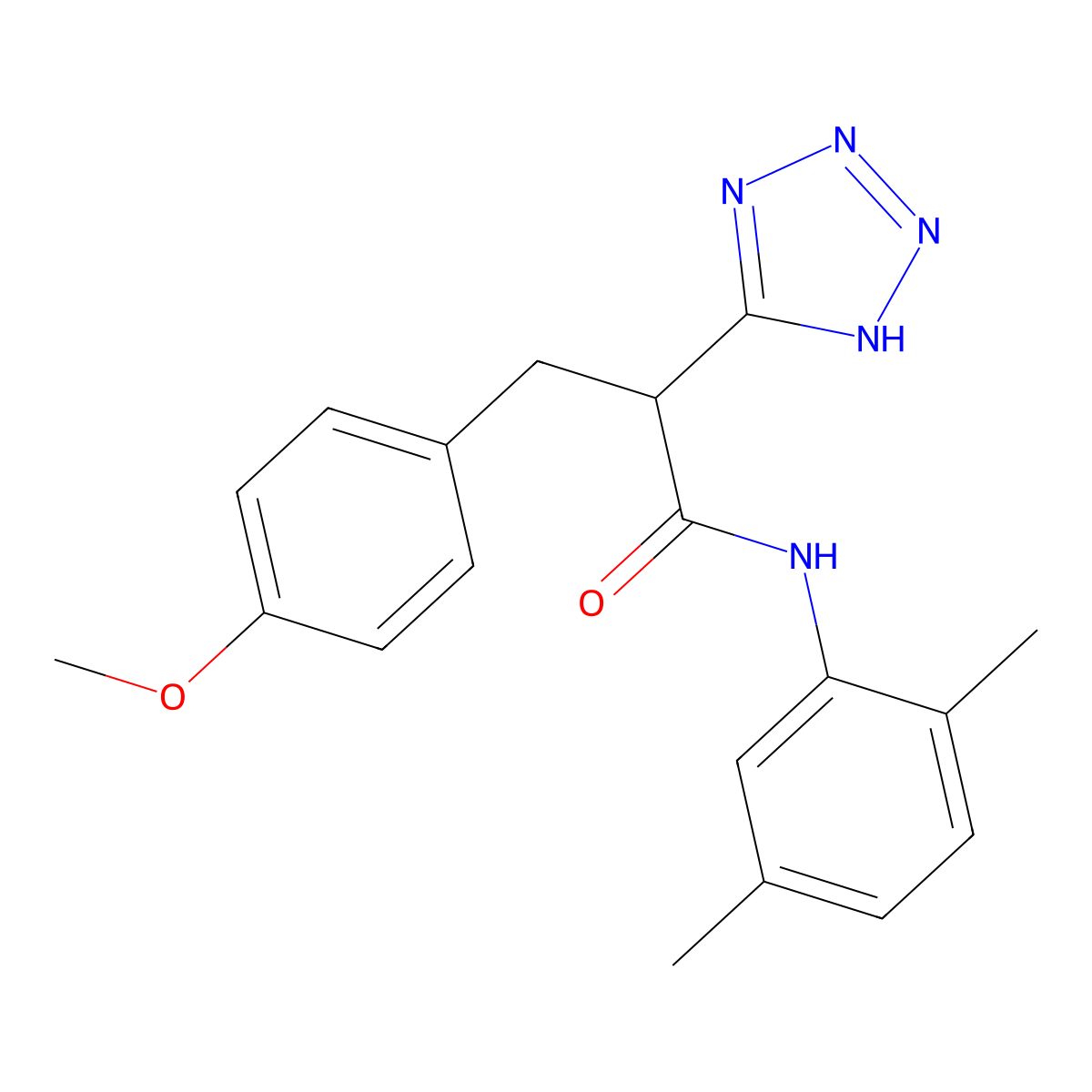 N-(2,5-dimethylphenyl)-3-(4-methoxyphenyl)-2-(2H-tetrazol-5-yl)propanamide molecular structure, CAS 483993-07-3