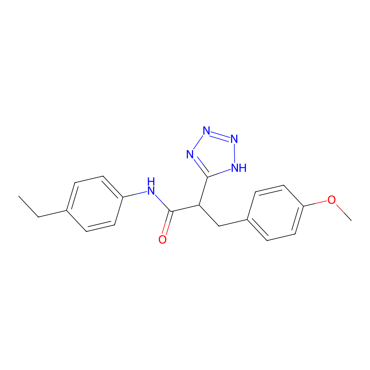 N-(4-ethylphenyl)-3-(4-methoxyphenyl)-2-(1H-tetrazol-5-yl)propanamide molecular structure, CAS 483993-10-8