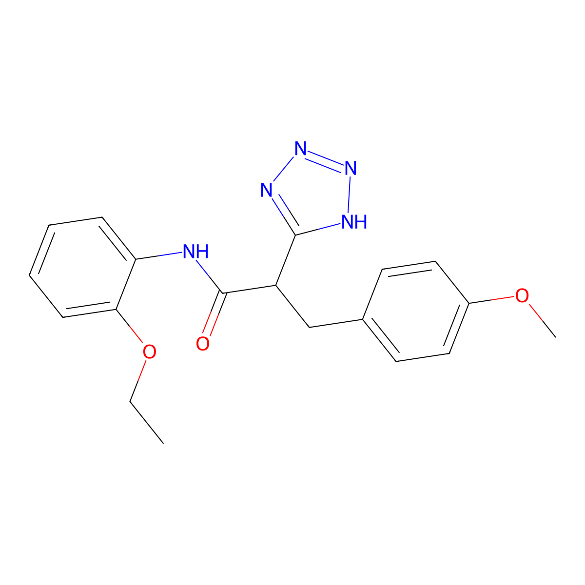 N-(2-ethoxyphenyl)-3-(4-methoxyphenyl)-2-(1H-tetrazol-5-yl)propanamide molecular structure, CAS 483993-18-6