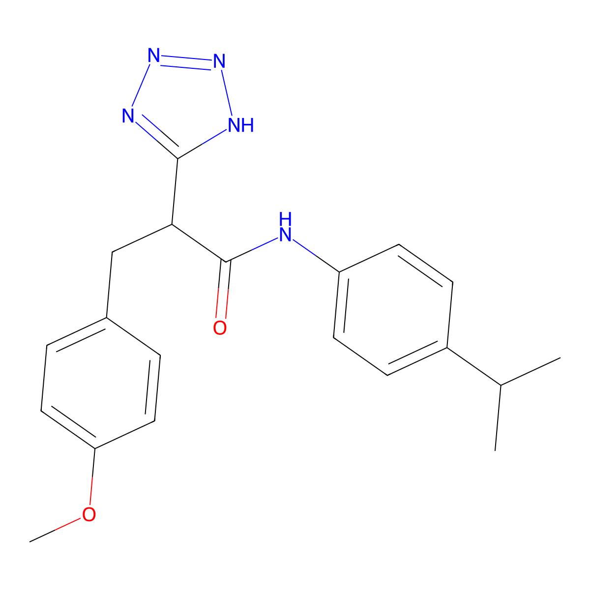 N-(4-isopropylphenyl)-3-(4-methoxyphenyl)-2-(2H-tetrazol-5-yl)propanamide molecular structure, CAS 483993-19-7