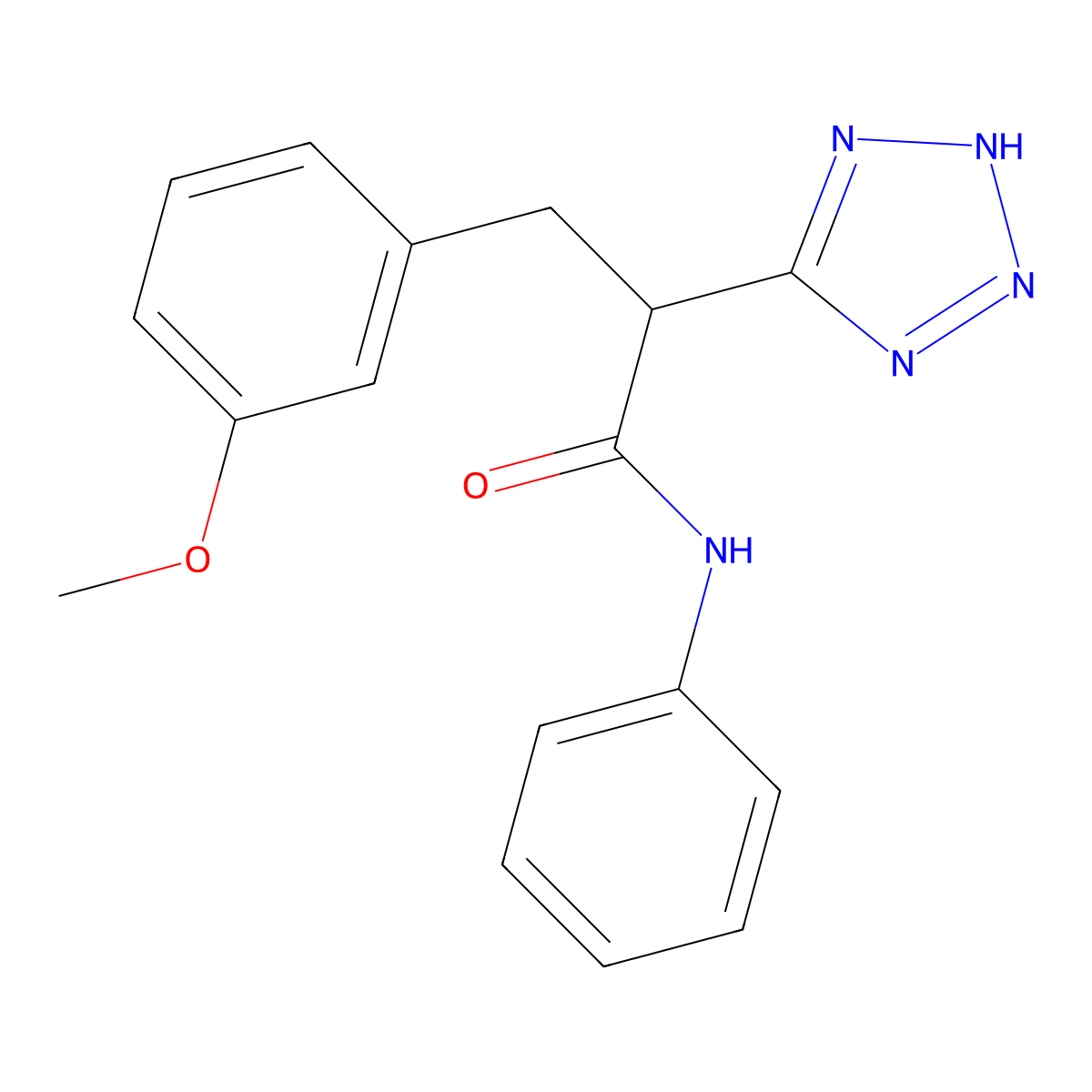 3-(3-methoxyphenyl)-N-phenyl-2-(2H-tetrazol-5-yl)propanamide molecular structure, CAS 483993-23-3