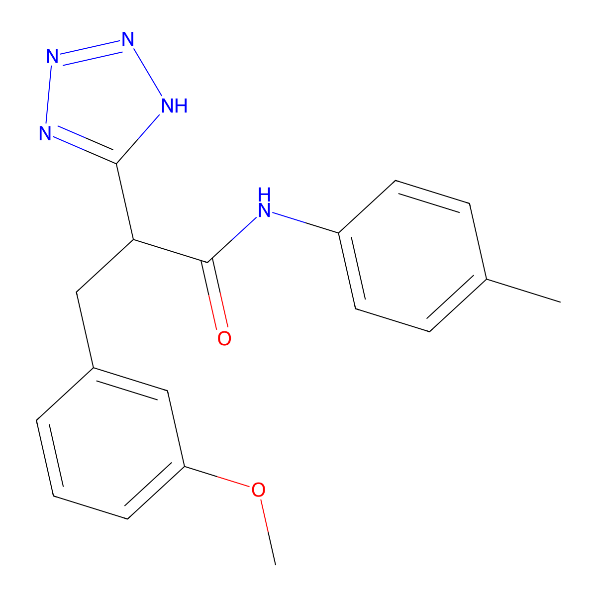3-(3-methoxyphenyl)-N-(4-methylphenyl)-2-(2H-tetrazol-5-yl)propanamide molecular structure, CAS 483993-24-4