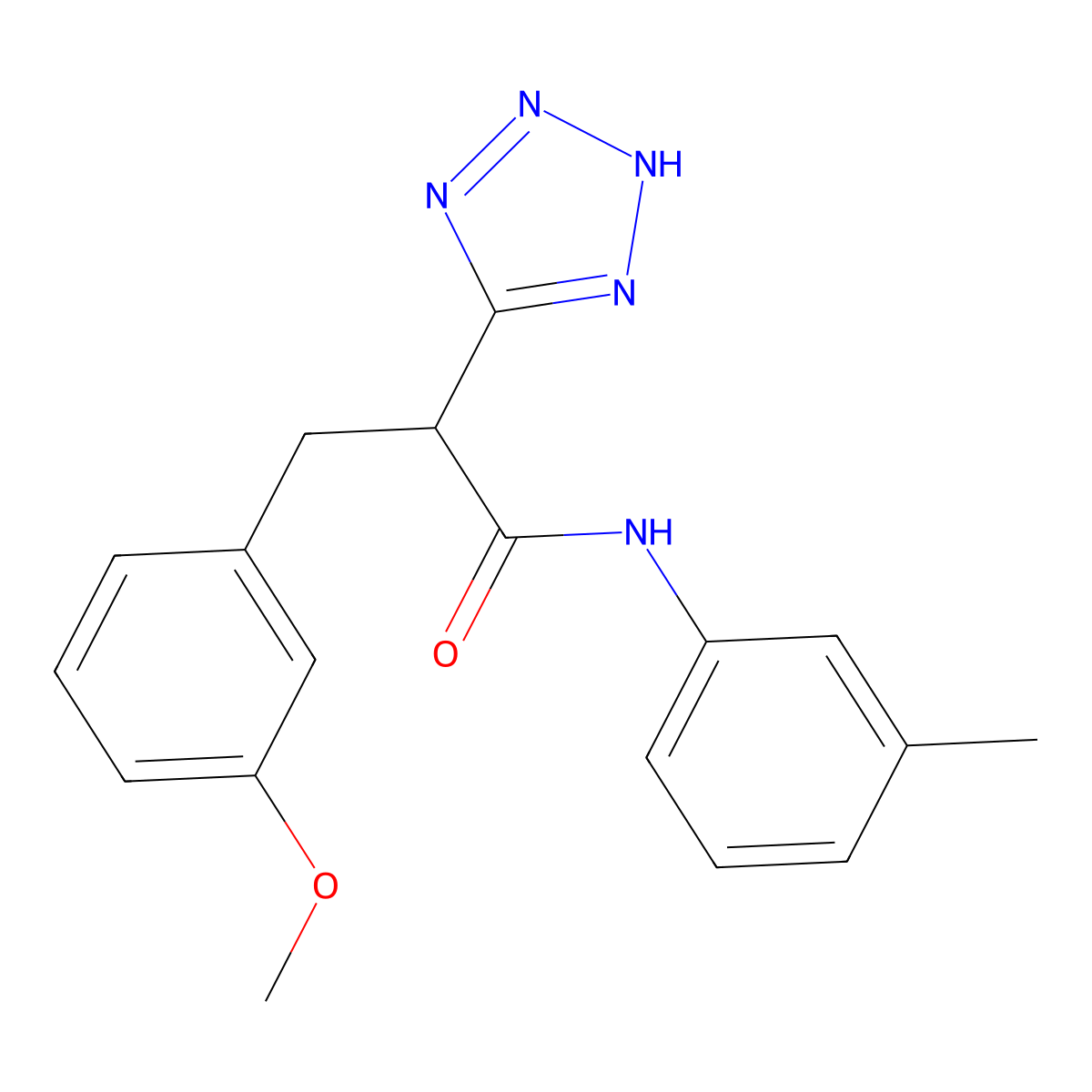 3-(3-methoxyphenyl)-N-(3-methylphenyl)-2-(2H-tetrazol-5-yl)propanamide molecular structure, CAS 483993-25-5