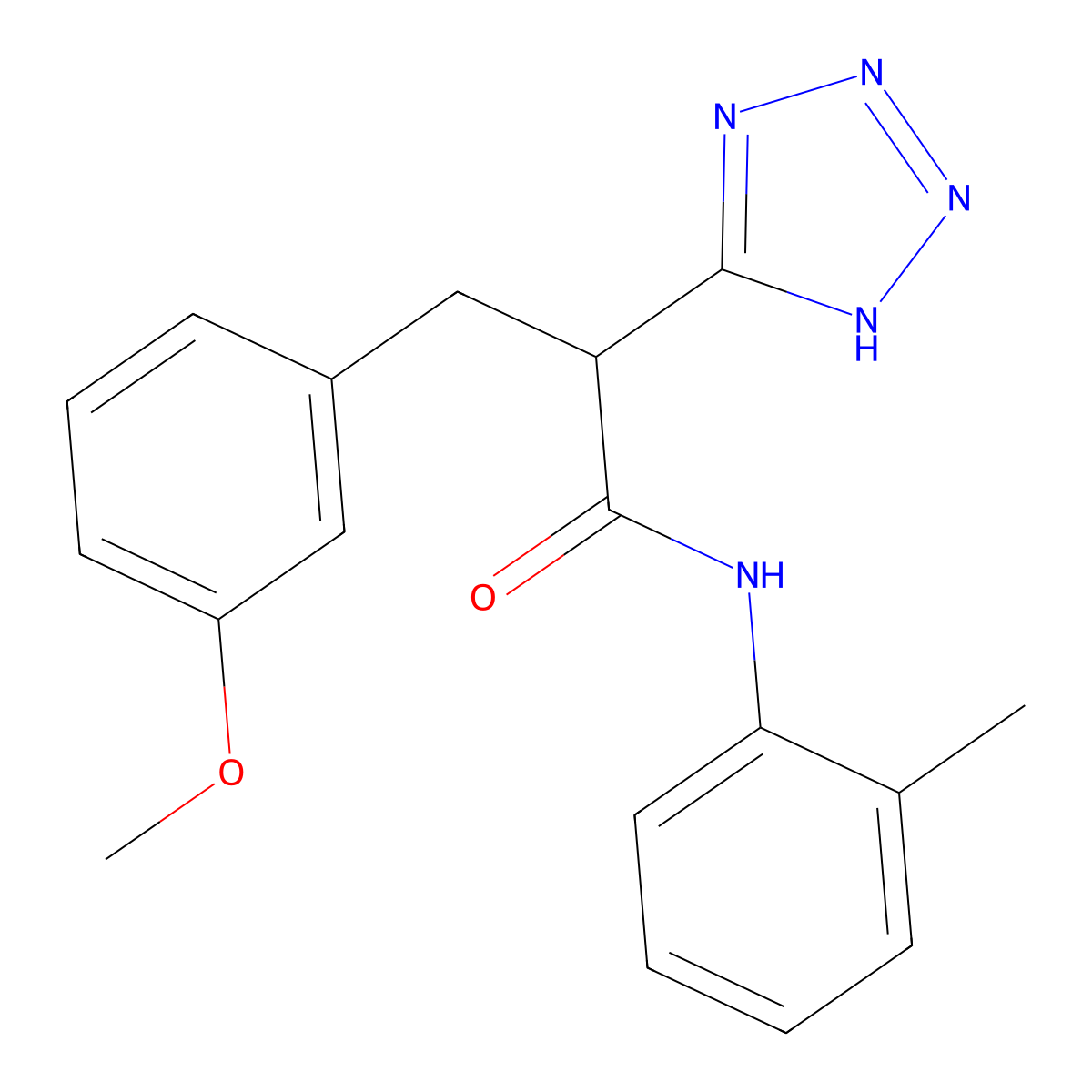 3-(3-methoxyphenyl)-N-(2-methylphenyl)-2-(2H-tetrazol-5-yl)propanamide molecular structure, CAS 483993-26-6