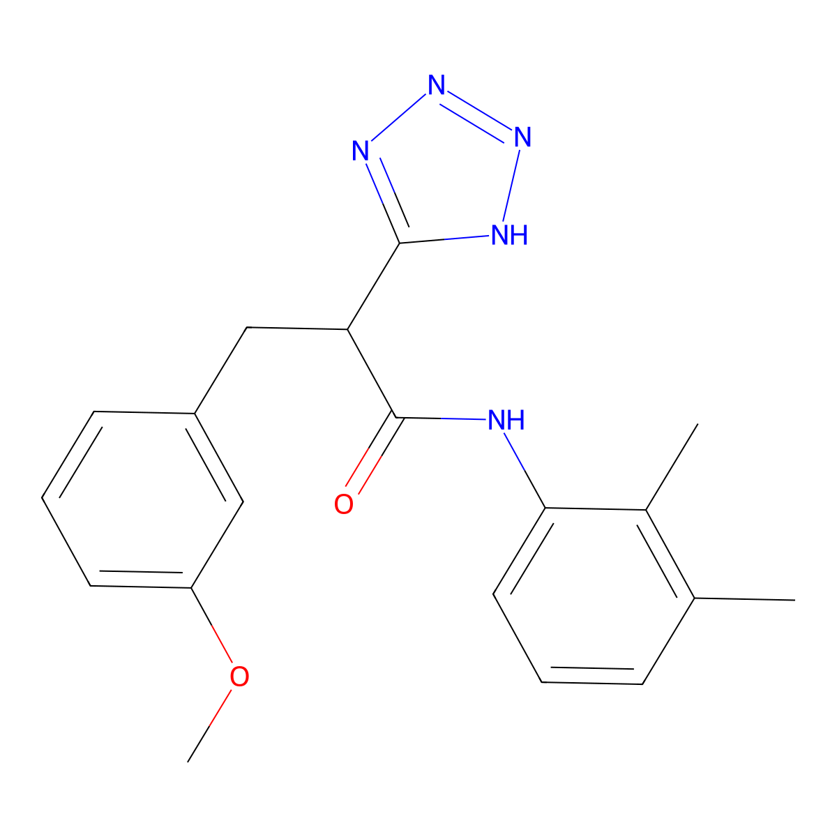 N-(2,3-dimethylphenyl)-3-(3-methoxyphenyl)-2-(2H-tetrazol-5-yl)propanamide molecular structure, CAS 483993-36-8