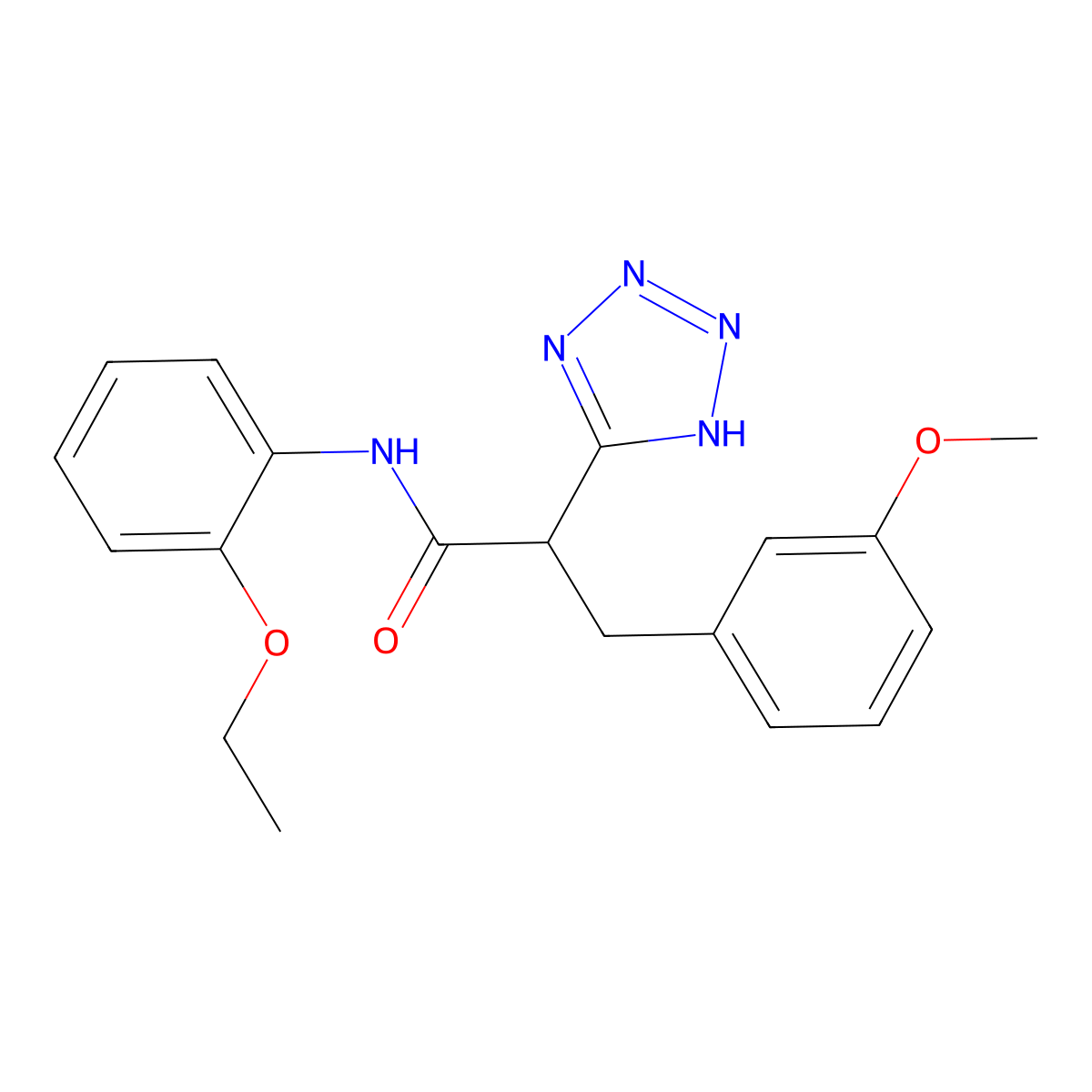 N-(2-ethoxyphenyl)-3-(3-methoxyphenyl)-2-(2H-1,2,3,4-tetrazol-5-yl)propanamide molecular structure, CAS 483993-54-0