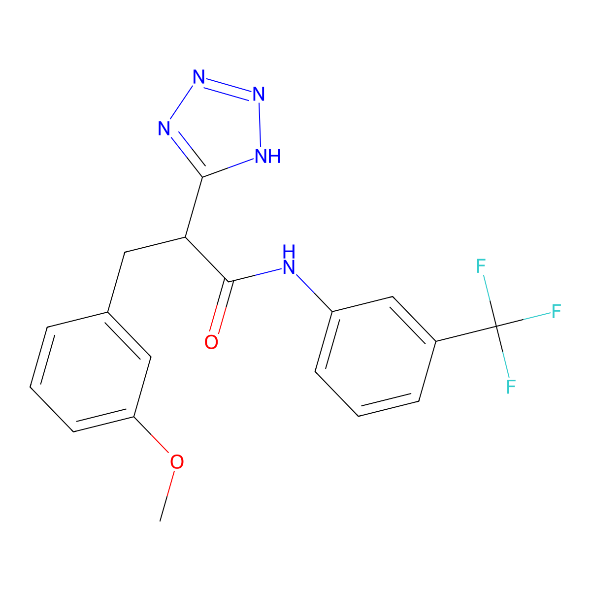 3-(3-methoxyphenyl)-2-(2H-tetrazol-5-yl)-N-[3-(trifluoromethyl)phenyl]propanamide molecular structure, CAS 483993-57-3