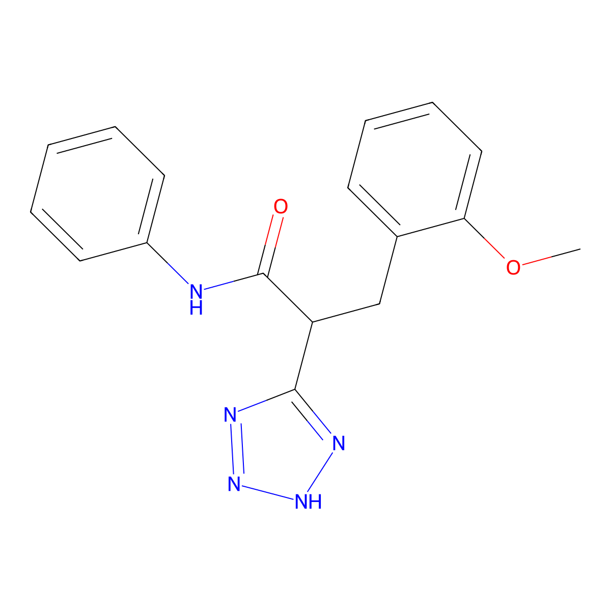 3-(2-methoxyphenyl)-N-phenyl-2-(2H-tetrazol-5-yl)propanamide molecular structure, CAS 483993-59-5