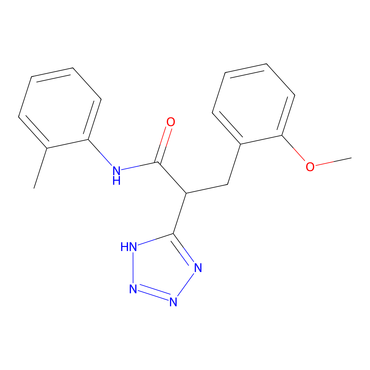 3-(2-methoxyphenyl)-N-(2-methylphenyl)-2-(2H-tetrazol-5-yl)propanamide molecular structure, CAS 483993-62-0