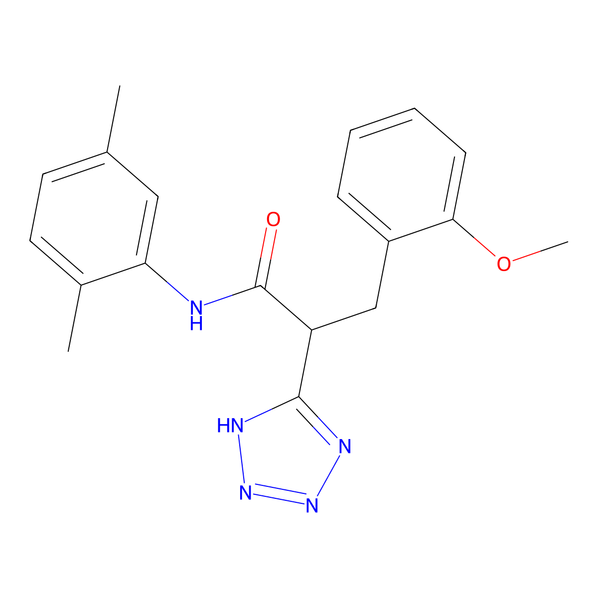 N-(2,5-dimethylphenyl)-3-(2-methoxyphenyl)-2-(2H-tetrazol-5-yl)propanamide molecular structure, CAS 483993-66-4