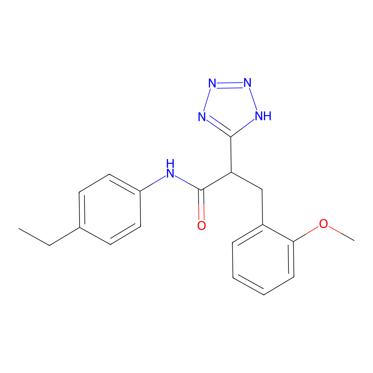 N-(4-ethylphenyl)-3-(2-methoxyphenyl)-2-(2H-1,2,3,4-tetrazol-5-yl)propanamide molecular structure, CAS 483993-69-7
