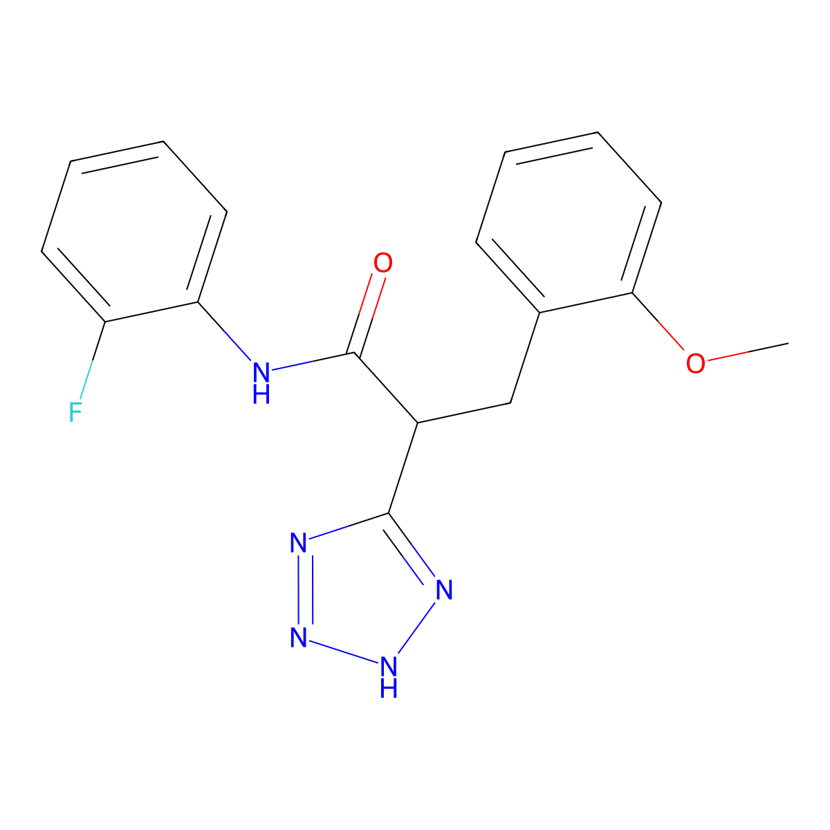 N-(2-fluorophenyl)-3-(2-methoxyphenyl)-2-(2H-tetrazol-5-yl)propanamide molecular structure, CAS 483993-72-2