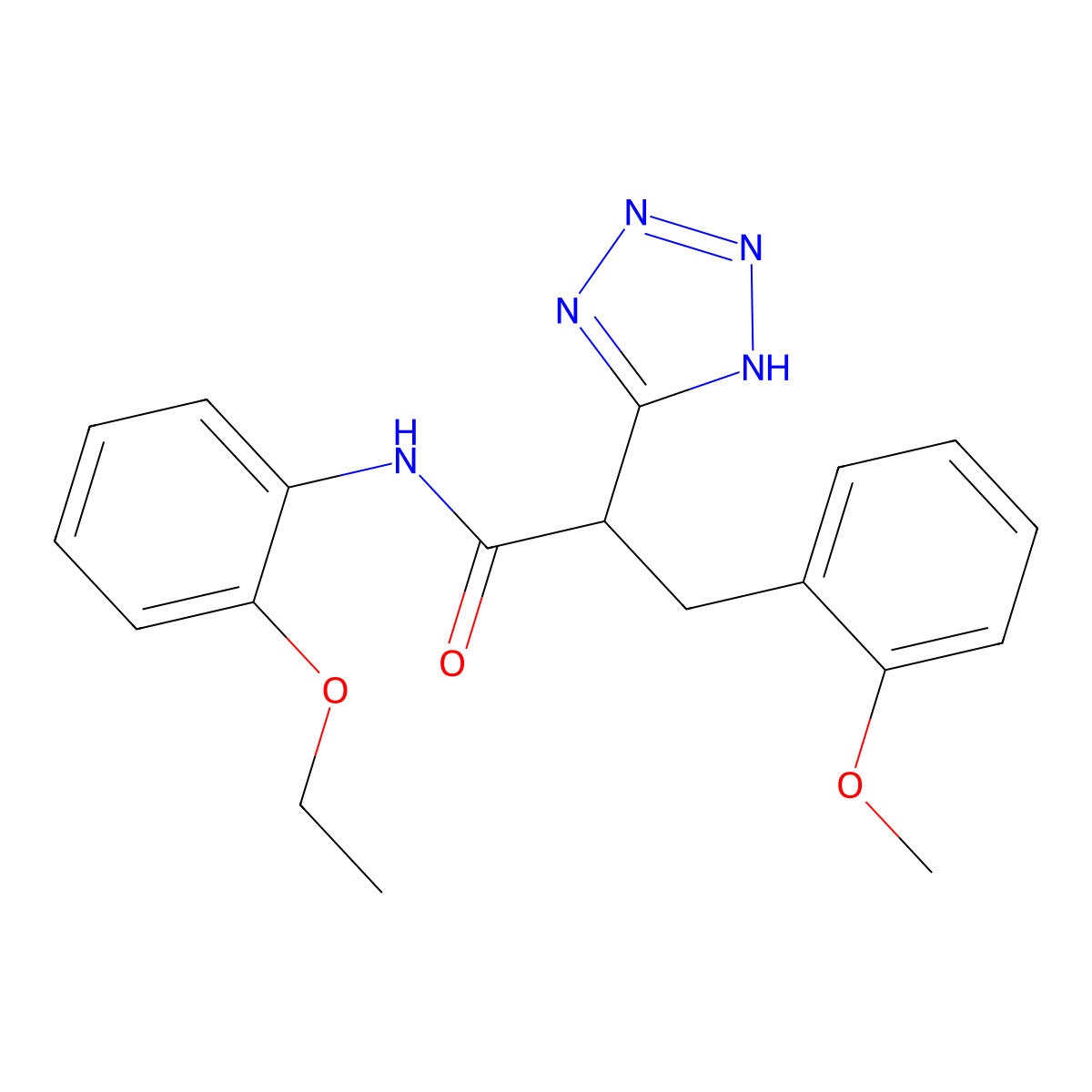 N-(2-ethoxyphenyl)-3-(2-methoxyphenyl)-2-(1H-tetrazol-5-yl)propanamide molecular structure, CAS 483993-77-7